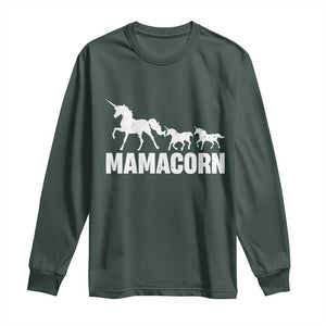 Funny Mama Unicorn Long Sleeve Shirt Mamacorn Mother's Day TS11 Dark Forest Green Print Your Wear
