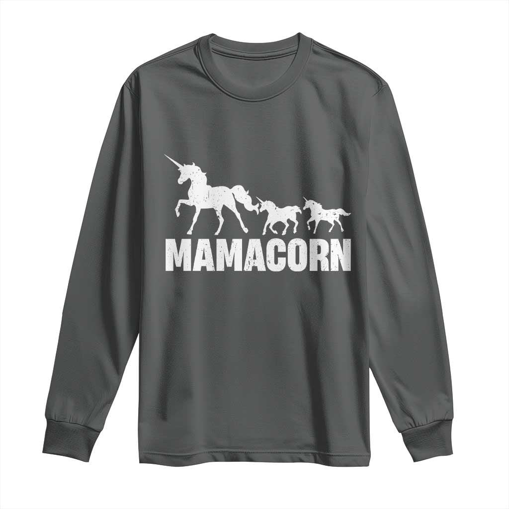 Funny Mama Unicorn Long Sleeve Shirt Mamacorn Mother's Day TS11 Dark Heather Print Your Wear