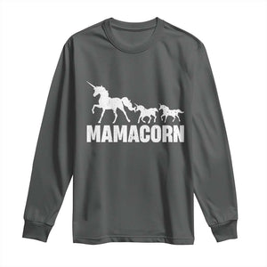 Funny Mama Unicorn Long Sleeve Shirt Mamacorn Mother's Day TS11 Dark Heather Print Your Wear