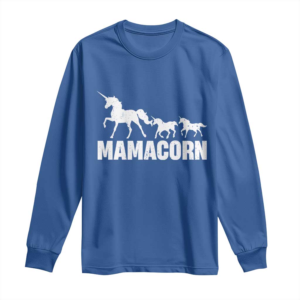 Funny Mama Unicorn Long Sleeve Shirt Mamacorn Mother's Day TS11 Royal Blue Print Your Wear