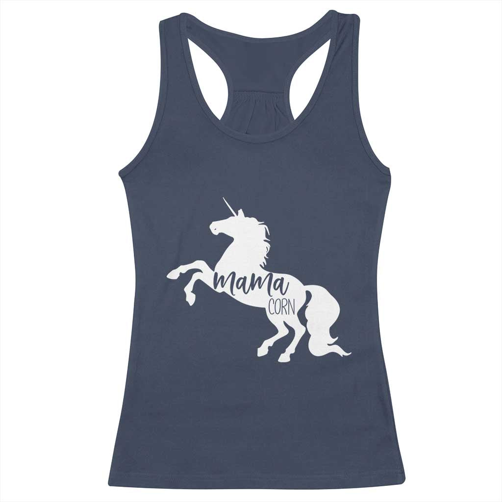 Funny Mama Unicorn Racerback Tank Top Mamacorn Mommy Mother's Day TS11 Navy Print Your Wear