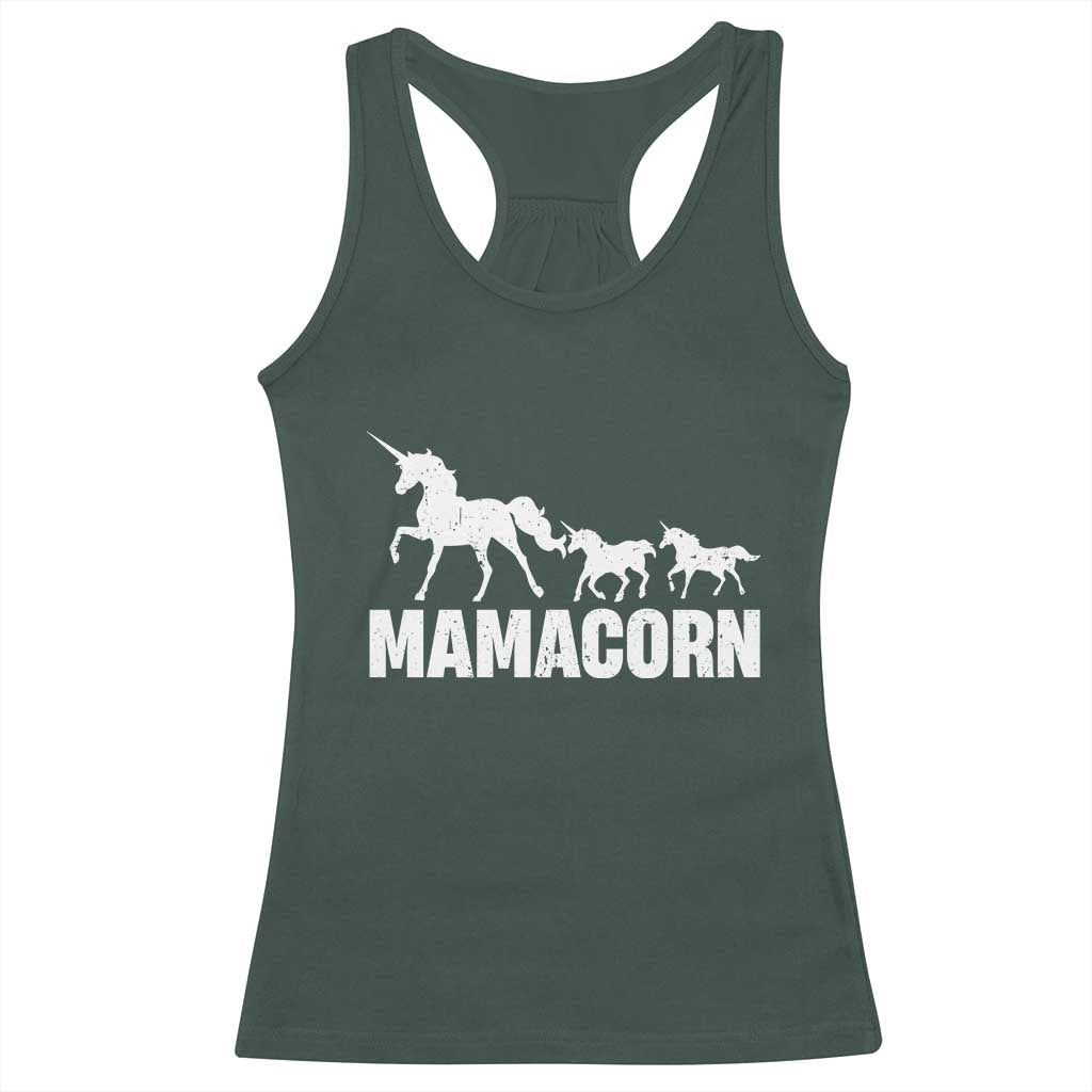 Funny Mama Unicorn Racerback Tank Top Mamacorn Mother's Day TS11 Dark Forest Green Print Your Wear