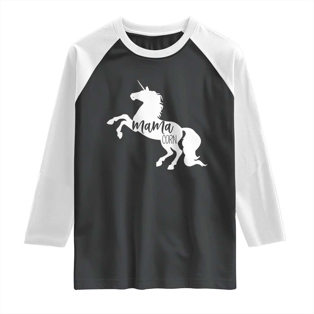Funny Mama Unicorn Raglan Shirt Mamacorn Mommy Mother's Day TS11 Black White Print Your Wear