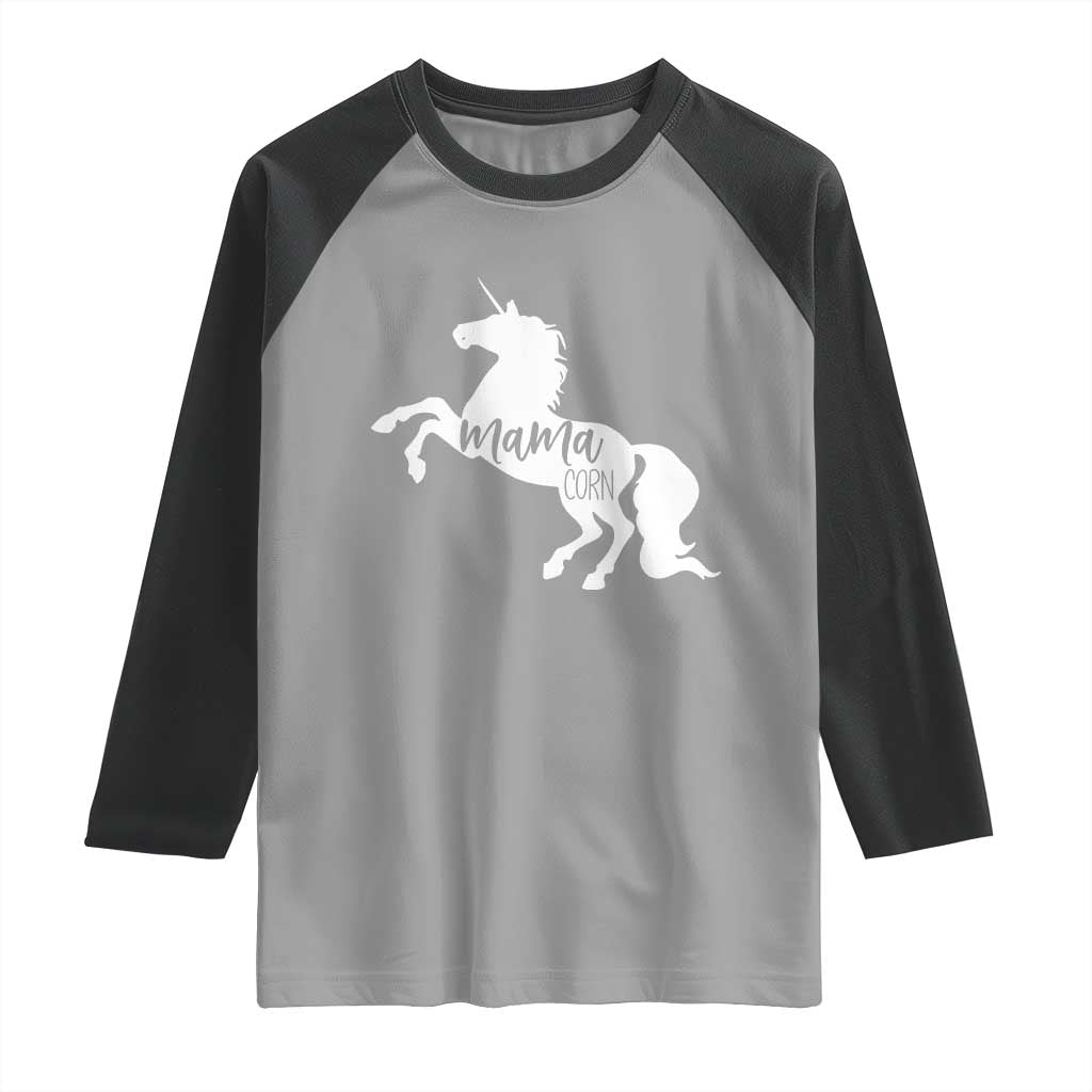 Funny Mama Unicorn Raglan Shirt Mamacorn Mommy Mother's Day TS11 Sport Gray Black Print Your Wear
