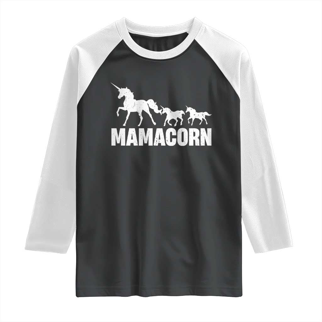 Funny Mama Unicorn Raglan Shirt Mamacorn Mother's Day TS11 Black White Print Your Wear