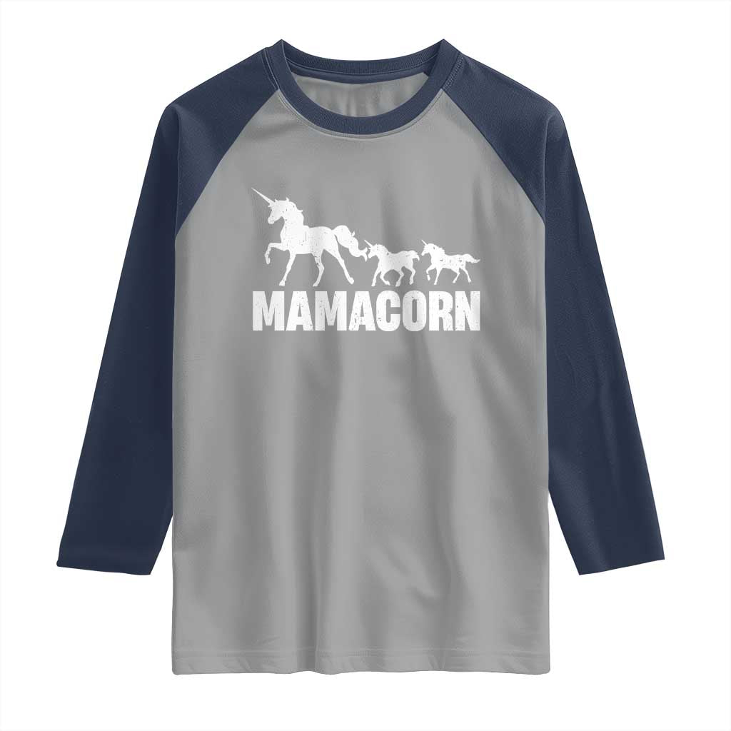 Funny Mama Unicorn Raglan Shirt Mamacorn Mother's Day TS11 Sport Gray Navy Print Your Wear