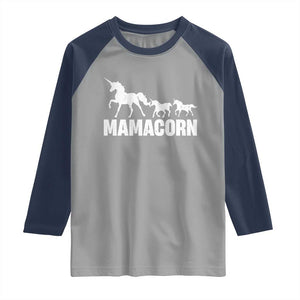Funny Mama Unicorn Raglan Shirt Mamacorn Mother's Day TS11 Sport Gray Navy Print Your Wear