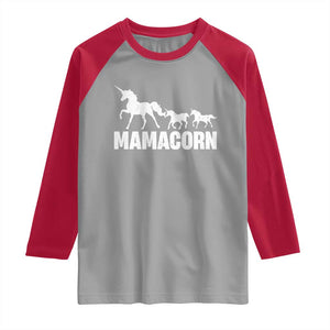 Funny Mama Unicorn Raglan Shirt Mamacorn Mother's Day TS11 Sport Gray Red Print Your Wear