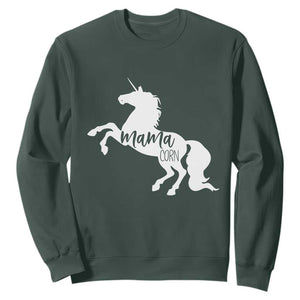 Funny Mama Unicorn Sweatshirt Mamacorn Mommy Mother's Day TS11 Dark Forest Green Print Your Wear