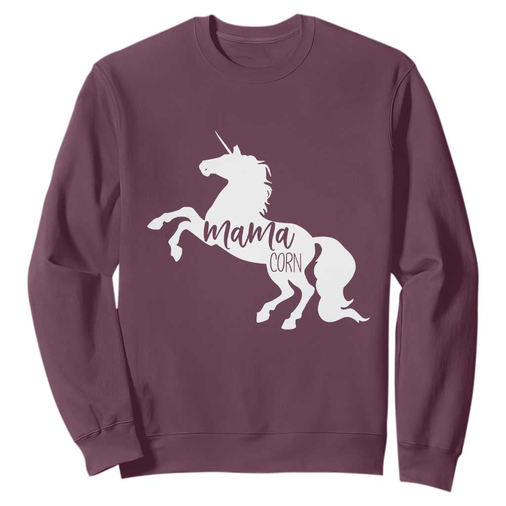 Funny Mama Unicorn Sweatshirt Mamacorn Mommy Mother's Day TS11 Maroon Print Your Wear