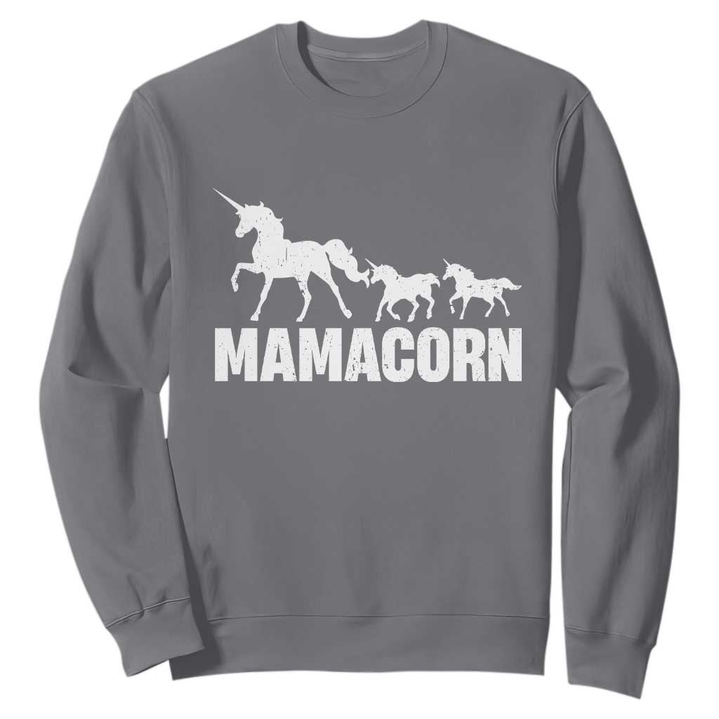Funny Mama Unicorn Sweatshirt Mamacorn Mother's Day TS11 Charcoal Print Your Wear