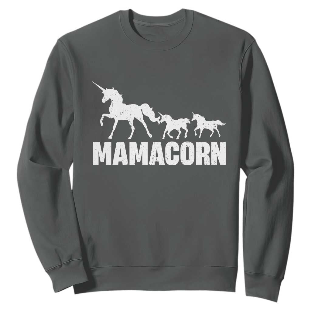 Funny Mama Unicorn Sweatshirt Mamacorn Mother's Day TS11 Dark Heather Print Your Wear