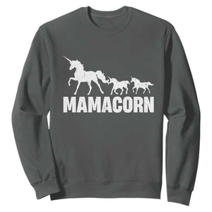Funny Mama Unicorn Sweatshirt Mamacorn Mother's Day TS11 Dark Heather Print Your Wear