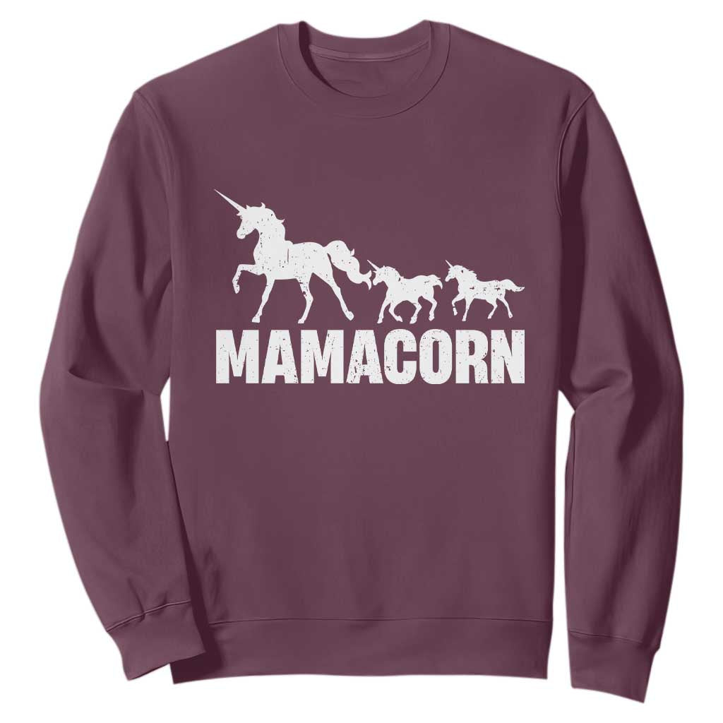 Funny Mama Unicorn Sweatshirt Mamacorn Mother's Day TS11 Maroon Print Your Wear
