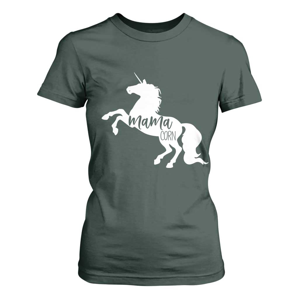 Funny Mama Unicorn T Shirt For Women Mamacorn Mommy Mother's Day TS11 Dark Forest Green Print Your Wear