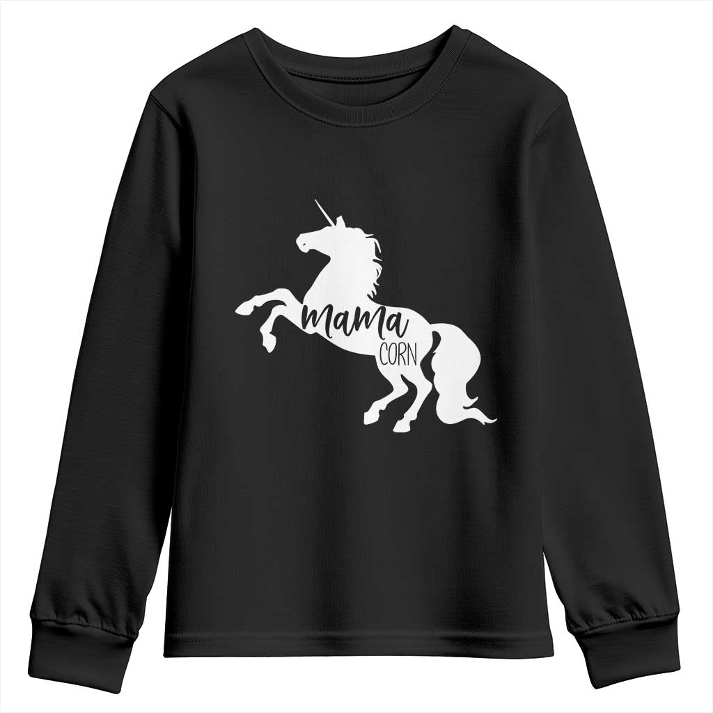 Funny Mama Unicorn Youth Sweatshirt Mamacorn Mommy Mother's Day TS11 Black Print Your Wear