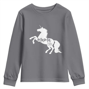 Funny Mama Unicorn Youth Sweatshirt Mamacorn Mommy Mother's Day TS11 Charcoal Print Your Wear