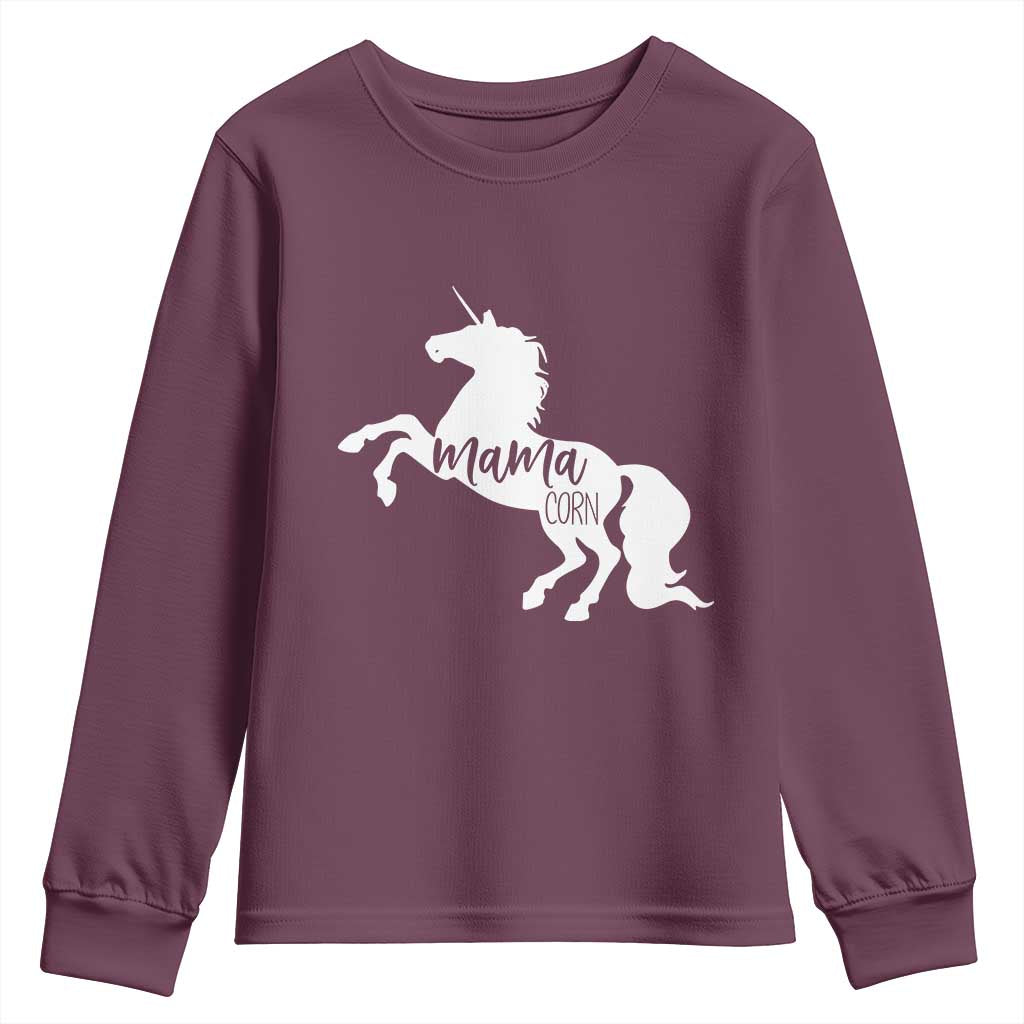 Funny Mama Unicorn Youth Sweatshirt Mamacorn Mommy Mother's Day TS11 Maroon Print Your Wear