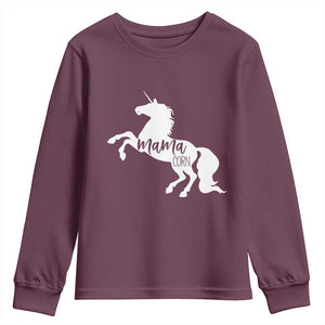 Funny Mama Unicorn Youth Sweatshirt Mamacorn Mommy Mother's Day TS11 Maroon Print Your Wear