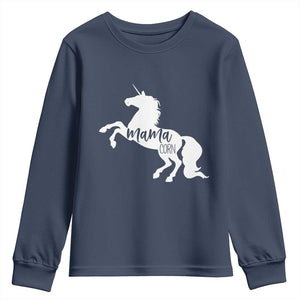 Funny Mama Unicorn Youth Sweatshirt Mamacorn Mommy Mother's Day TS11 Navy Print Your Wear