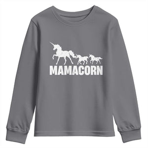 Funny Mama Unicorn Youth Sweatshirt Mamacorn Mother's Day TS11 Charcoal Print Your Wear