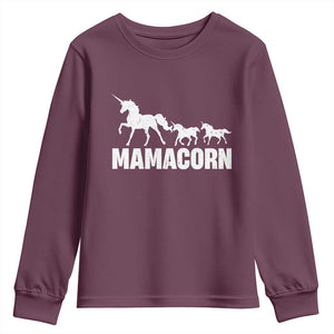 Funny Mama Unicorn Youth Sweatshirt Mamacorn Mother's Day TS11 Maroon Print Your Wear