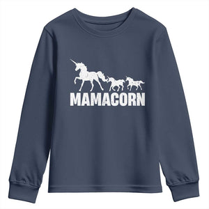 Funny Mama Unicorn Youth Sweatshirt Mamacorn Mother's Day TS11 Navy Print Your Wear
