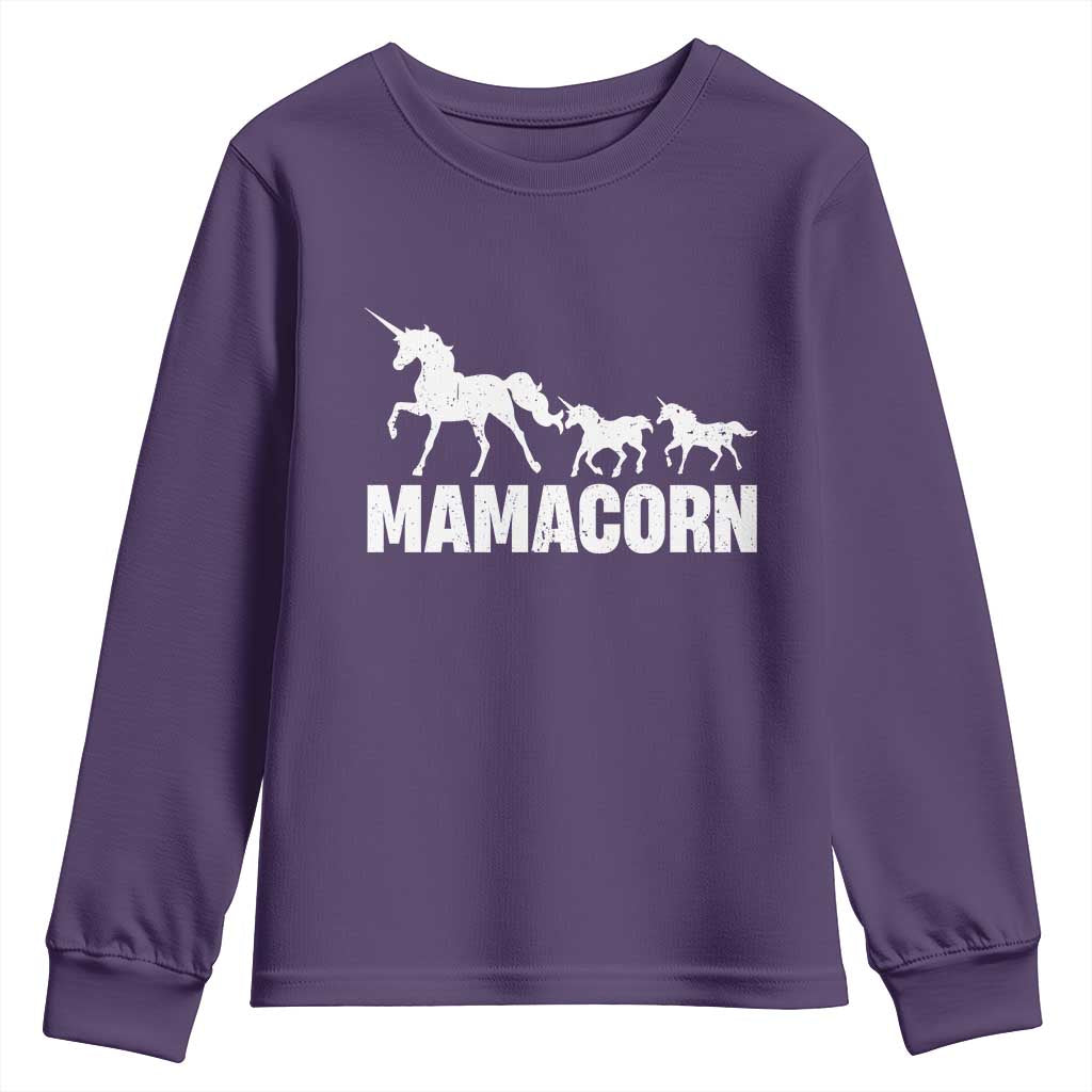 Funny Mama Unicorn Youth Sweatshirt Mamacorn Mother's Day TS11 Purple Print Your Wear