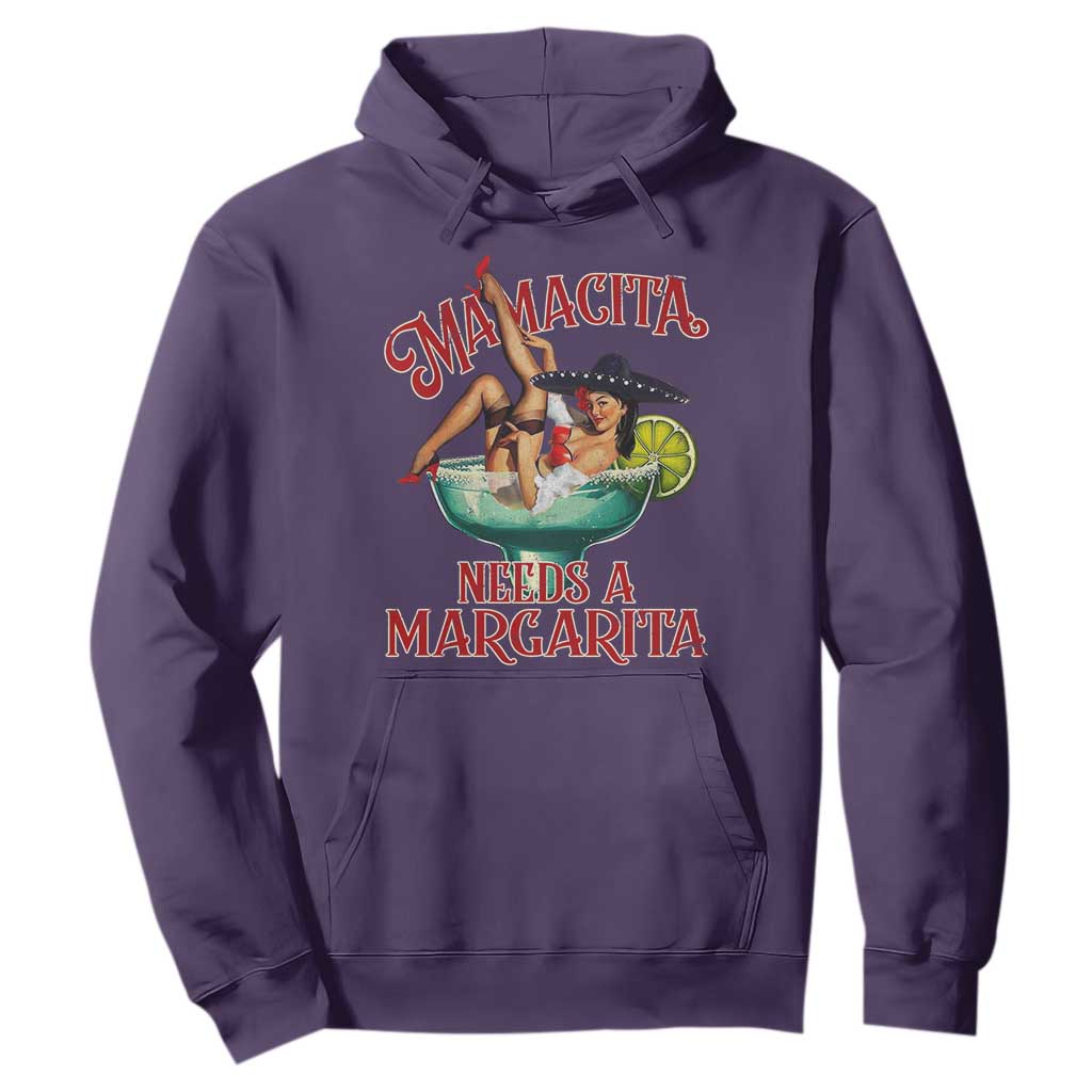 Funny Mamacita Needs A Margarita Hoodie Magarita Cocktail Mexican Pin Up Girl TS11 Purple Print Your Wear