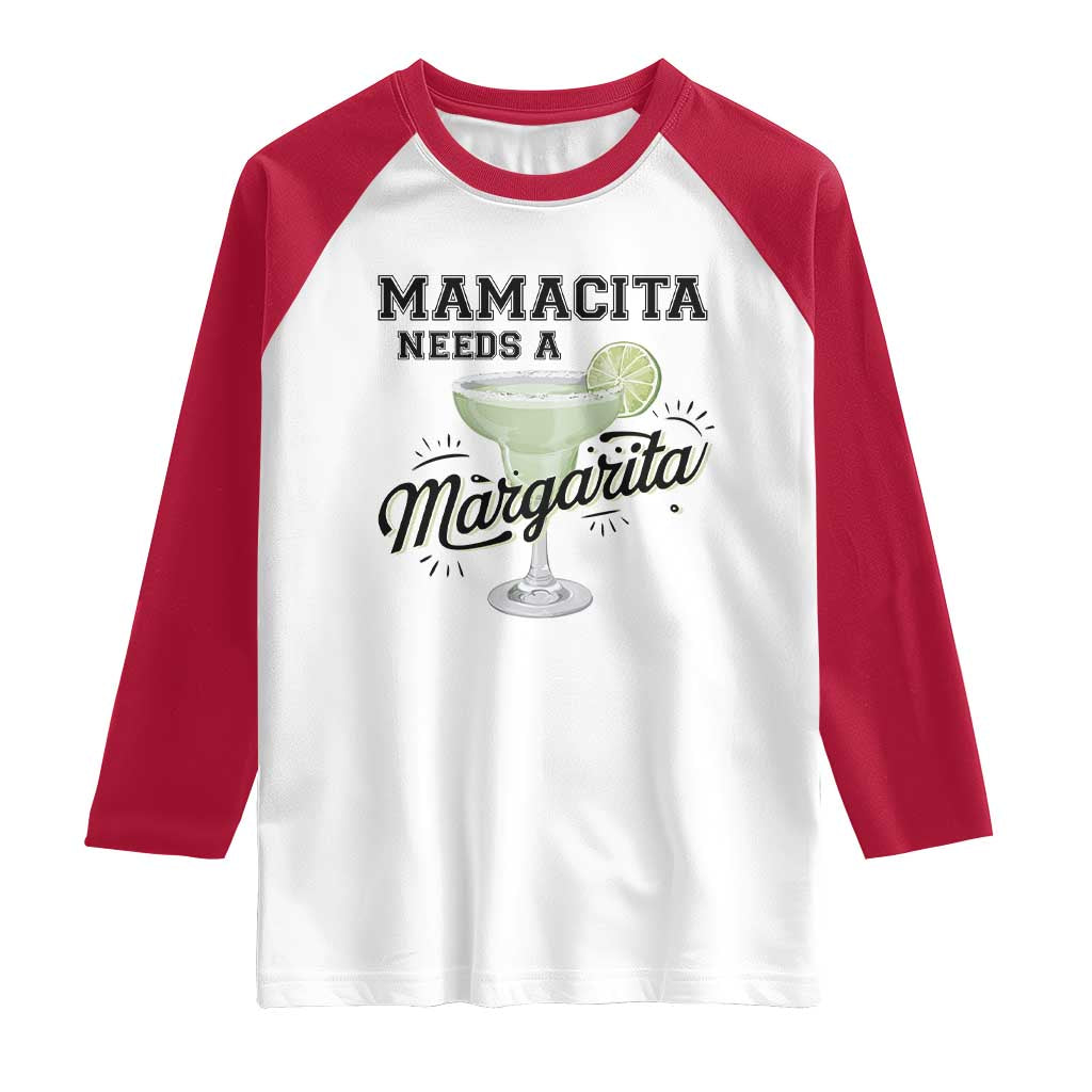 Funny Mamacita Needs A Margarita Raglan Shirt Magarita Cocktail Lover TS11 White Red Print Your Wear