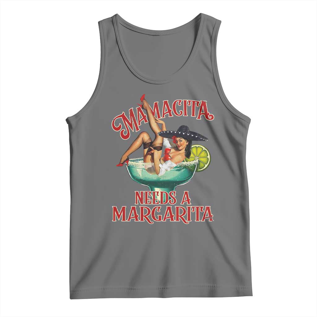 Funny Mamacita Needs A Margarita Tank Top Magarita Cocktail Mexican Pin Up Girl TS11 Black Heather Print Your Wear