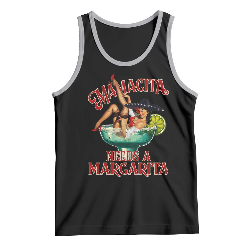 Funny Mamacita Needs A Margarita Tank Top Magarita Cocktail Mexican Pin Up Girl TS11 Black Athletic Heather Print Your Wear