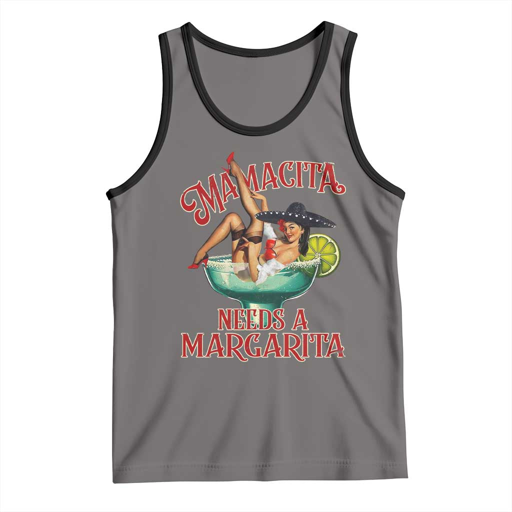 Funny Mamacita Needs A Margarita Tank Top Magarita Cocktail Mexican Pin Up Girl TS11 Deep Heather Black Print Your Wear