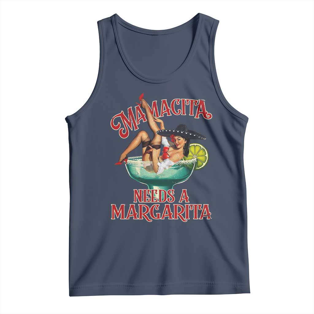 Funny Mamacita Needs A Margarita Tank Top Magarita Cocktail Mexican Pin Up Girl TS11 Navy Print Your Wear