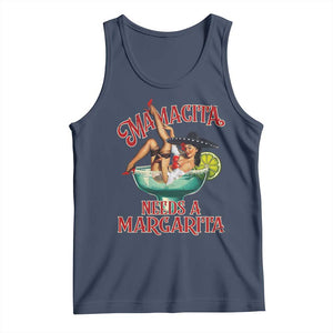 Funny Mamacita Needs A Margarita Tank Top Magarita Cocktail Mexican Pin Up Girl TS11 Navy Print Your Wear
