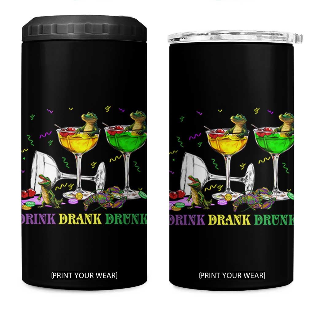 Funny Mardi Gras Drinking 4 in 1 Can Cooler Tumbler Drink Drank Drunk Glass Of Wine Alligators TS11 One Size: 16 oz Black Print Your Wear
