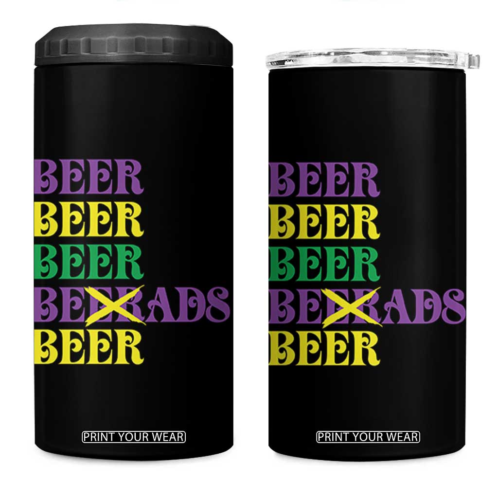 Funny Mardi Gras Drinking 4 in 1 Can Cooler Tumbler Retro Beads Beer Carnival Party TS11 One Size: 16 oz Black Print Your Wear