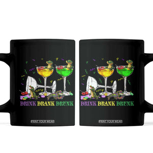 Funny Mardi Gras Drinking Coffee Mug Drink Drank Drunk Glass Of Wine Alligators TS11 Black Print Your Wear