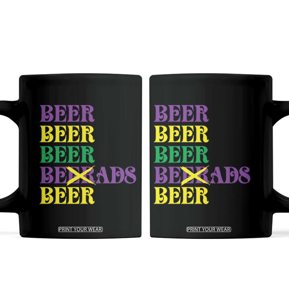 Funny Mardi Gras Drinking Coffee Mug Retro Beads Beer Carnival Party TS11 Black Print Your Wear