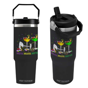 Funny Mardi Gras Drinking Flip Straw Tumbler Drink Drank Drunk Glass Of Wine Alligators TS11 One Size: 30 oz Black Print Your Wear