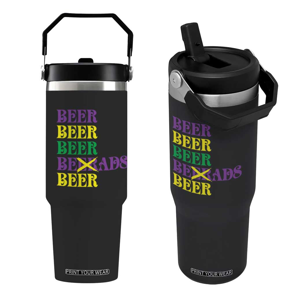 Funny Mardi Gras Drinking Flip Straw Tumbler Retro Beads Beer Carnival Party TS11 One Size: 30 oz Black Print Your Wear