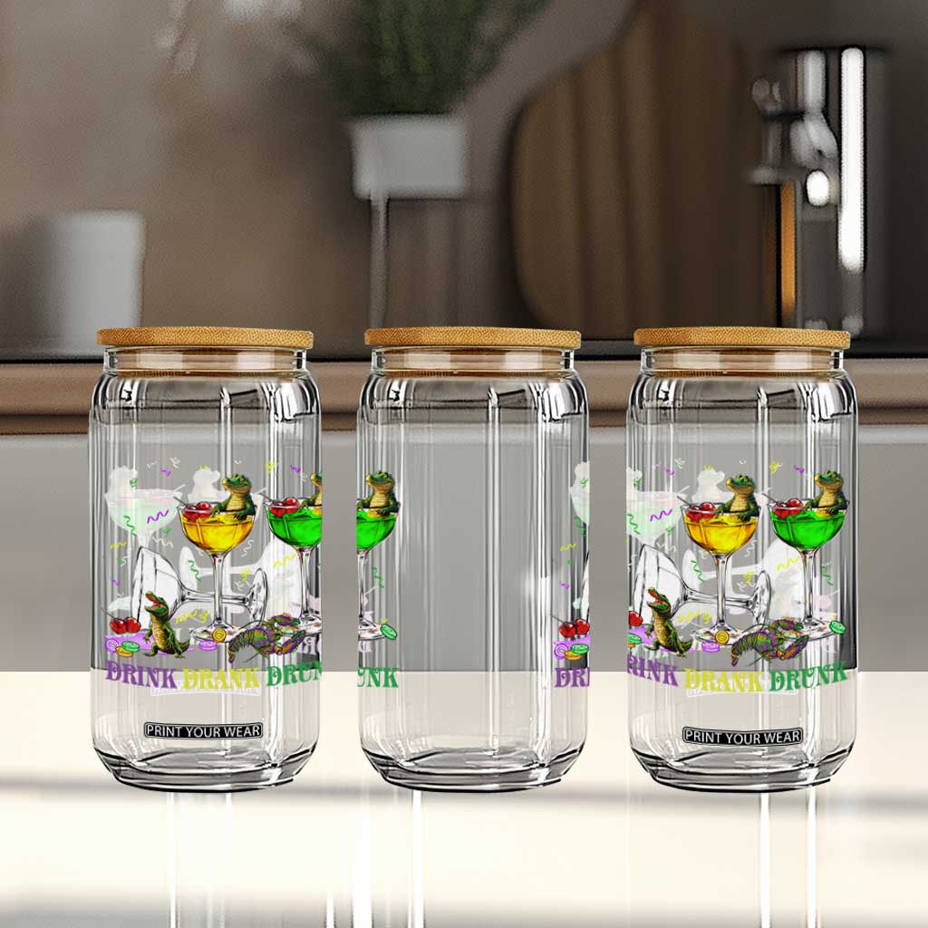 Funny Mardi Gras Drinking Glass Can Drink Drank Drunk Glass Of Wine Alligators TS11 Print Your Wear