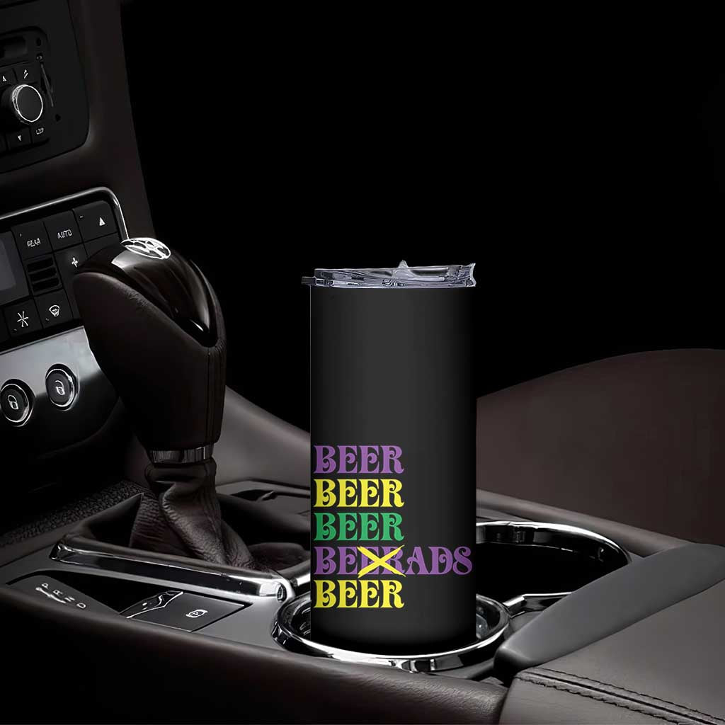 Funny Mardi Gras Drinking Skinny Tumbler Retro Beads Beer Carnival Party TS11 Print Your Wear