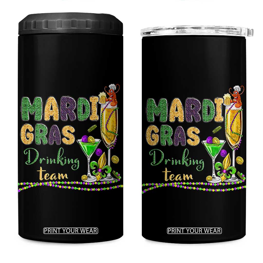 Funny Mardi Gras Drinking Team 4 in 1 Can Cooler Tumbler Cocktails Wine Crawfish Beads Glitter Print TS11 One Size: 16 oz Black Print Your Wear