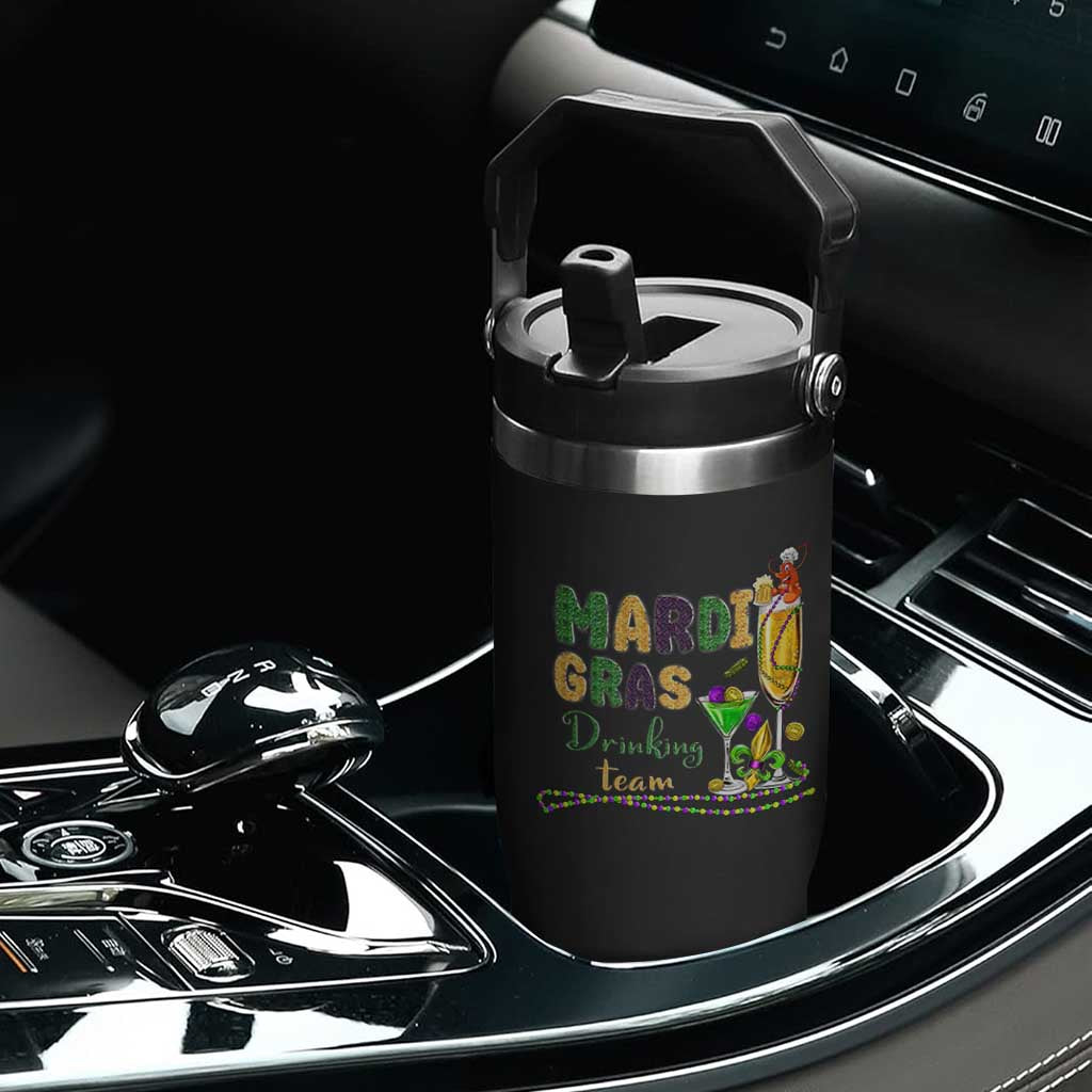 Funny Mardi Gras Drinking Team Flip Straw Tumbler Cocktails Wine Crawfish Beads Glitter Print TS11 Print Your Wear