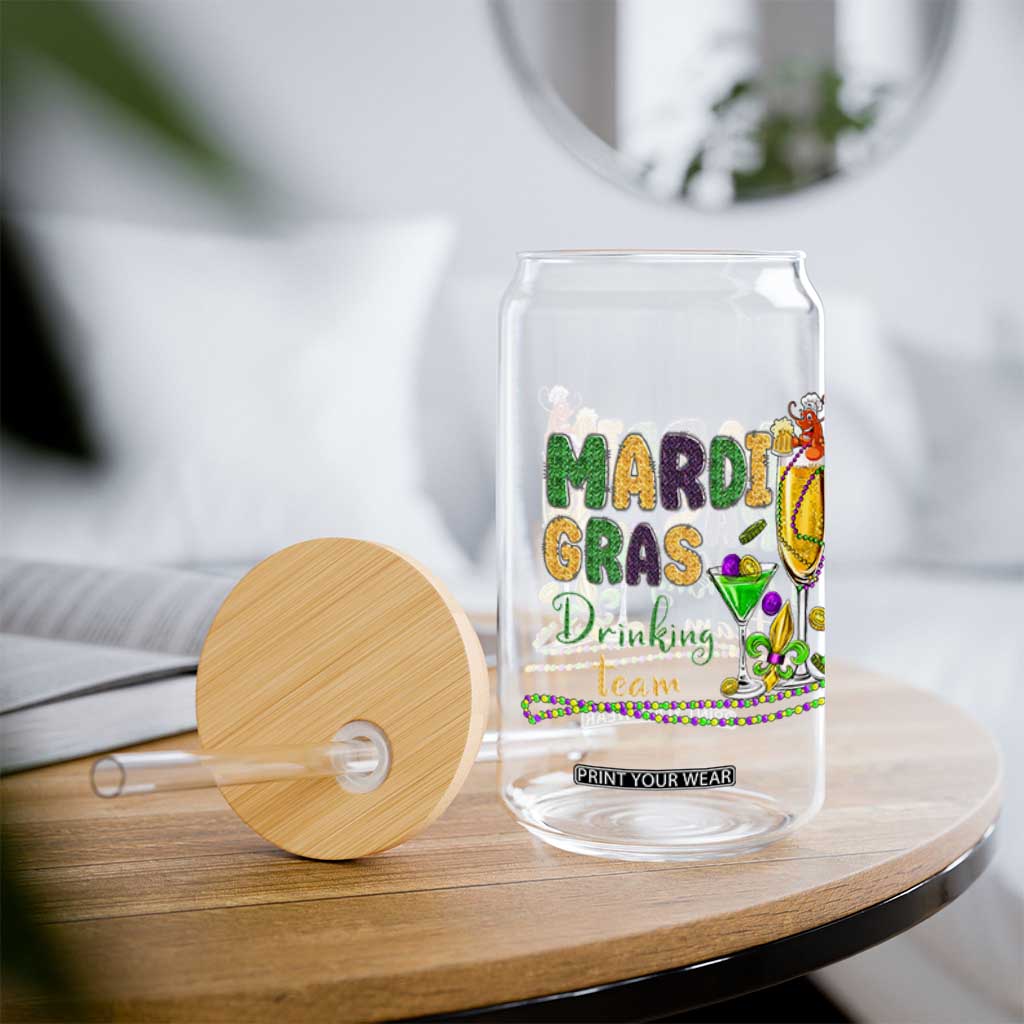 Funny Mardi Gras Drinking Team Glass Can Cocktails Wine Crawfish Beads Glitter Print TS11 Print Your Wear
