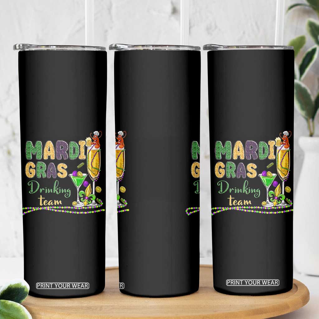 Funny Mardi Gras Drinking Team Skinny Tumbler Cocktails Wine Crawfish Beads Glitter Print TS11 Print Your Wear