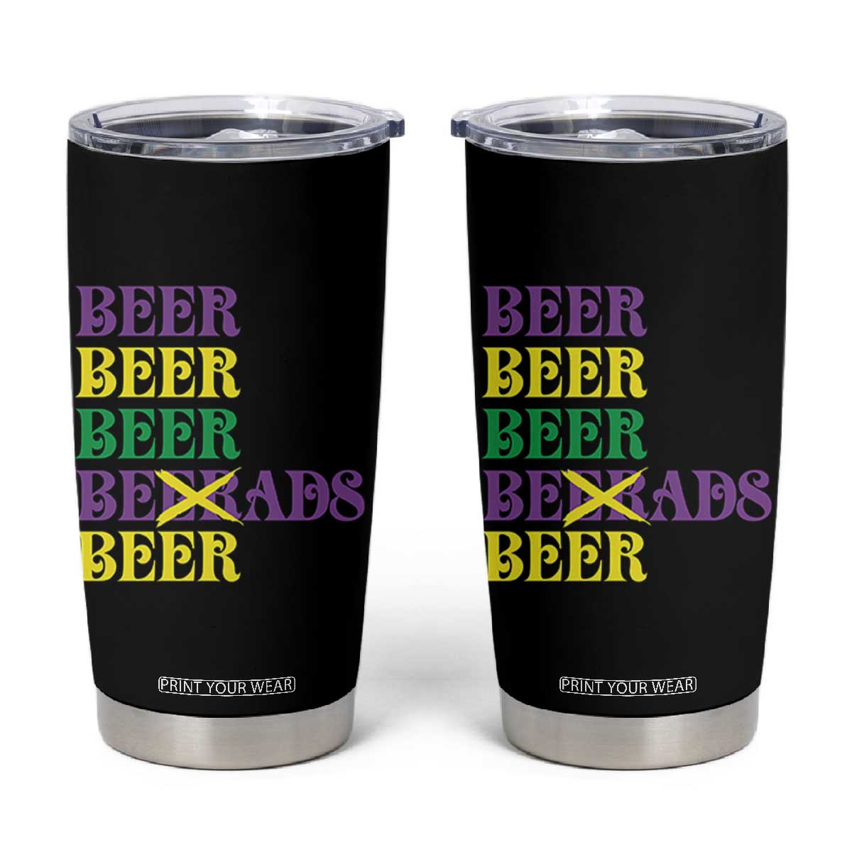 Funny Mardi Gras Drinking Tumbler Cup Retro Beads Beer Carnival Party TS11 Black Print Your Wear