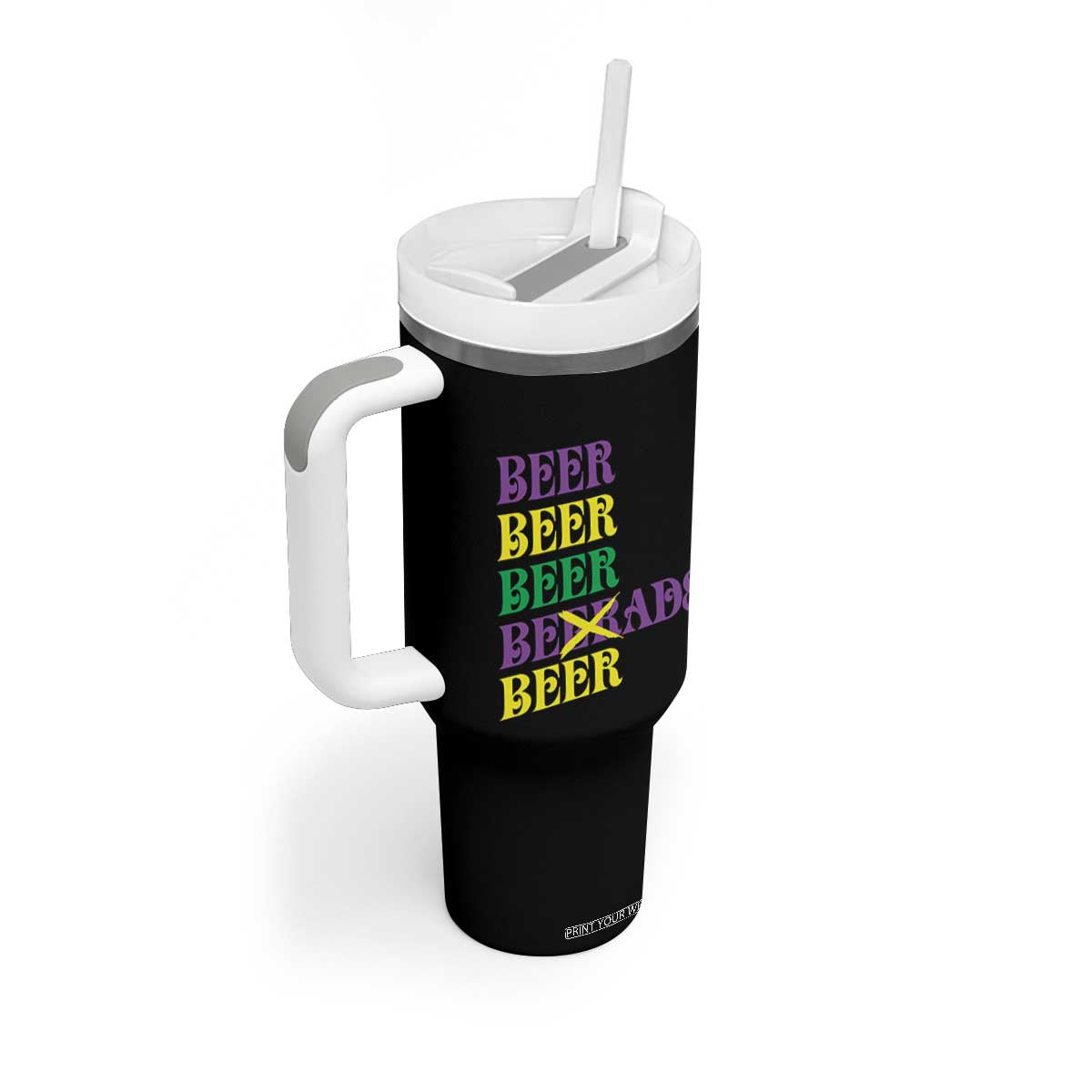 Funny Mardi Gras Drinking Tumbler With Handle Retro Beads Beer Carnival Party TS11 Print Your Wear