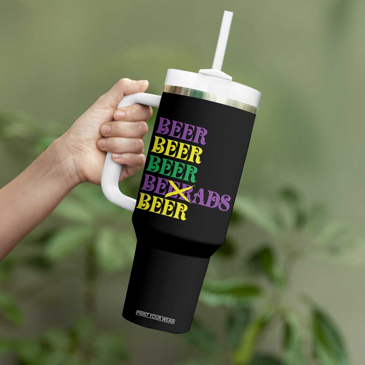 Funny Mardi Gras Drinking Tumbler With Handle Retro Beads Beer Carnival Party TS11 Print Your Wear
